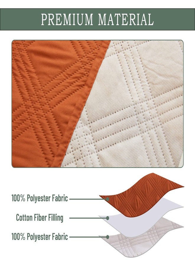 Qubjus Recliner Chair Cover Revesible Couch Cover Washable Sofa Slipcover with Pockets and Elastic Straps Furniture Protector for Dogs Pets Kids(Brown-Orange, Recliner) - Image 5